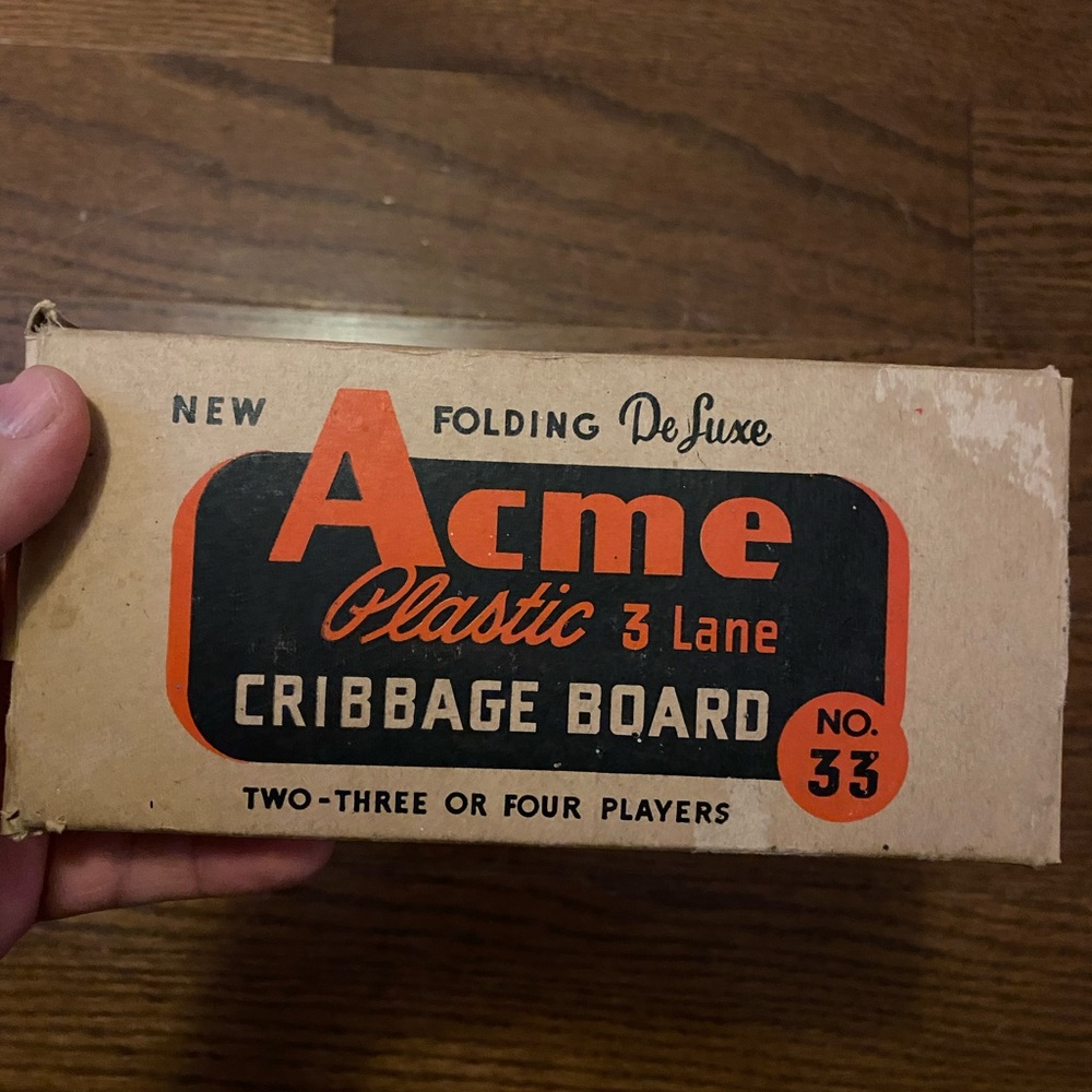 ACME Plastic 3 Lane Cribbage Board - Orange and Black